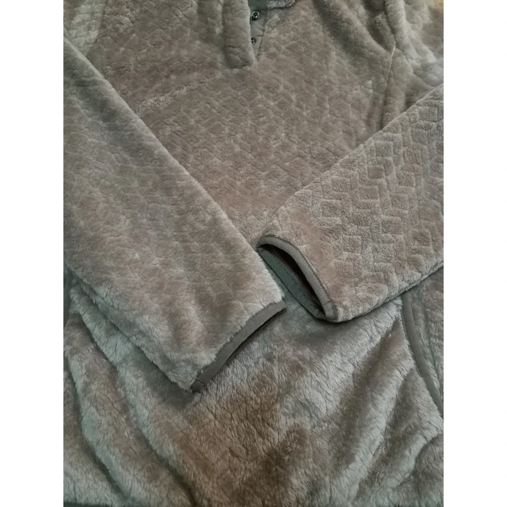 Eddie Bauer Women's Fleece Long Sleeves 1/3 Snap Light Brown Sweater Small